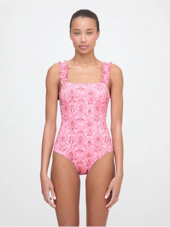 Hill House Home Teagan Swimsuit Pink Palm Ikat XXL